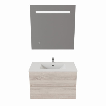 Meuble salle de bain 70 cm ROSALY avec plan vasque et miroir Elégance ht80