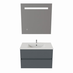 Meuble salle de bain 80 cm ROSALY avec plan vasque et miroir Elégance ht80