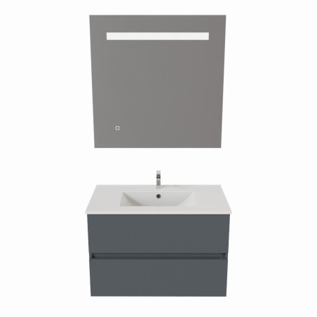 Meuble salle de bain 80 cm ROSALY avec plan vasque et miroir Elégance ht80