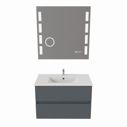 Meuble salle de bain 80 cm ROSALY avec plan vasque et miroir Excellence