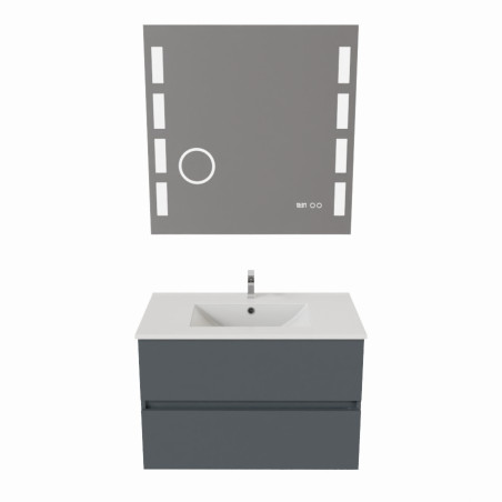 Meuble salle de bain 80 cm ROSALY avec plan vasque et miroir Excellence