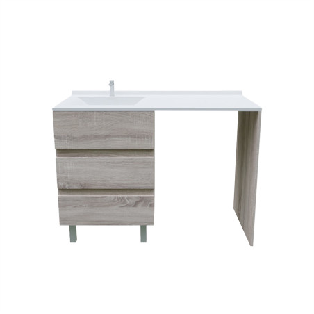 Meuble spécial lave-linge KORA avec plan vasque déportée 124 cm x 65 cm