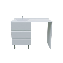 Meuble spécial lave-linge KORA avec plan vasque déportée 124 cm x 65 cm