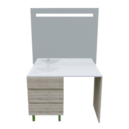Meuble lave-linge KORA avec plan vasque déportée + Miroir Elégance