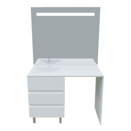 Meuble lave-linge KORA avec plan vasque déportée + Miroir Elégance