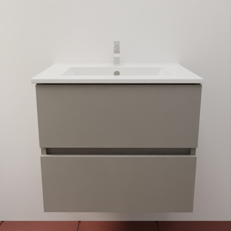 Meuble salle de bain suspendu tout inox 60 cm avec plan vasque céramique ROSINOX - Gris céramique Meuble salle de bain suspendu tout inox 60 cm avec plan vasque céramique ROSINOX - Gris céramique