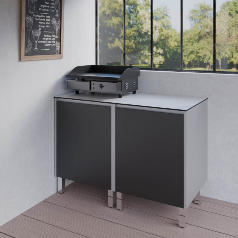 Cuisine d'extérieur en inox, meuble pour plancha 120 cm avec plan de travail KX01 Cuisine d'extérieur en inox, meuble pour plancha 120 cm avec plan de travail KX01