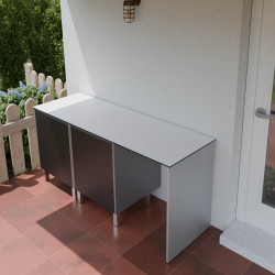 Cuisine d'extérieur en inox haut de gamme 180 cm avec plan de travail emplacement plancha et frigo KX07