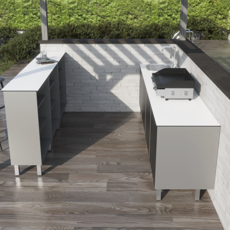 Cuisine d'extérieur en inox haut de gamme - 240 cm avec évier, plan de travail et bar KX12 Cuisine d'extérieur en inox haut de gamme - 240 cm avec évier, plan de travail et bar KX12