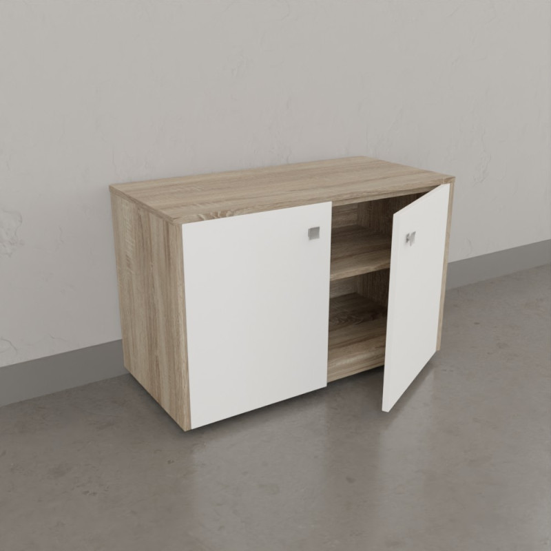 Caisson roulant ALTEA - 80 cm décor cambrian oak et portes blanches Caisson roulant ALTEA - 80 cm décor cambrian oak et portes blanches