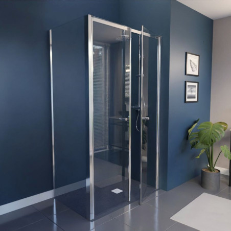 Paroi de douche PMR en angle double portes pivotantes PACIFIC 120 cm x 80 cmParoi d'angle PMR PACIFIC - Portes pivotantes 120 cm