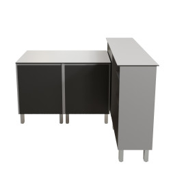 Cuisine d'été en inox 120 cm avec plan de travail emplacement plancha et bar extérieur KX03