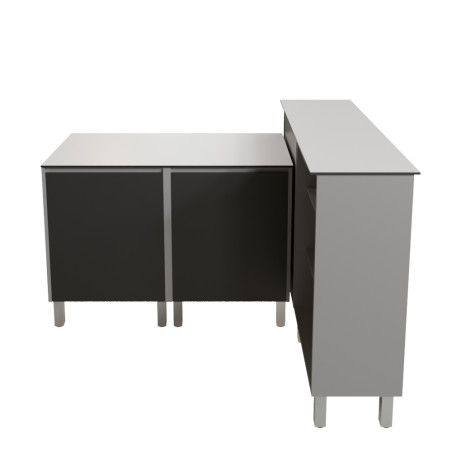Cuisine d'été en inox 120 cm avec plan de travail emplacement plancha et bar extérieur KX03