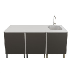Cuisine d'extérieur en inox haut de gamme 180 cm avec évier, plan de travail, emplacement plancha KX09