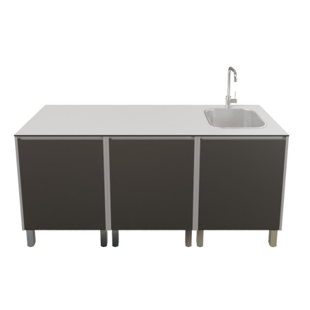 Cuisine d'extérieur en inox haut de gamme 180 cm avec évier, plan de travail, emplacement plancha KX09