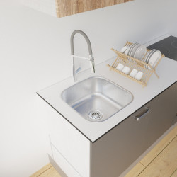 Evier en inox 1 bac sans égouttoir EVINOX 44 x 44 cm