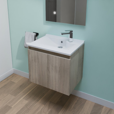 Meuble avec plan simple vasque PROLINE 60 cm couleur bois