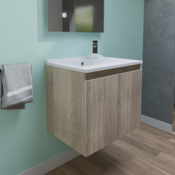 Meuble avec plan simple vasque PROLINE 60 cm couleur bois