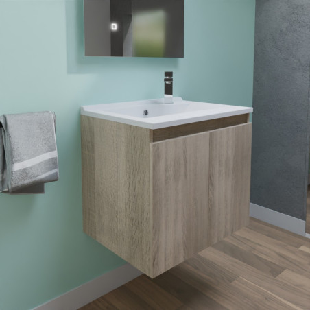 Meuble avec plan simple vasque PROLINE 60 cm couleur bois