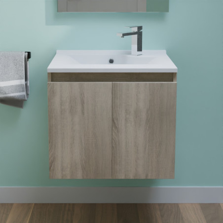 Meuble avec plan simple vasque PROLINE 60 cm couleur bois