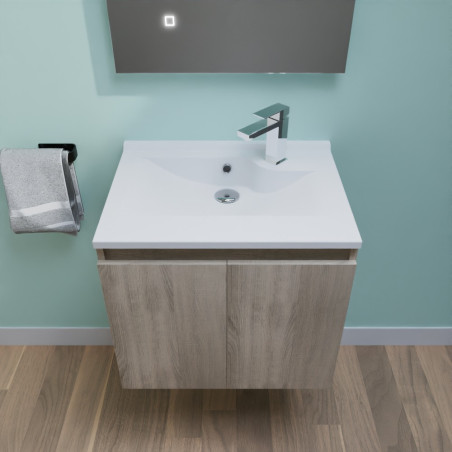 Meuble avec plan simple vasque PROLINE 60 cm couleur bois
