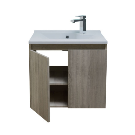 Meuble avec plan simple vasque PROLINE 60 cm couleur bois
