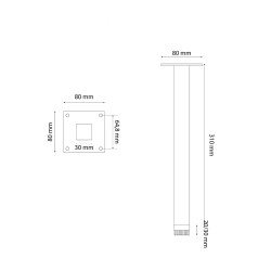 Pied de meuble en aluminium noir mat  - Hauteur 33 cm