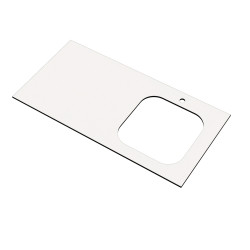Plan de travail d'extérieur en HPL avec découpe pour évier - 120 x 61 cm - Réversible - Blanc