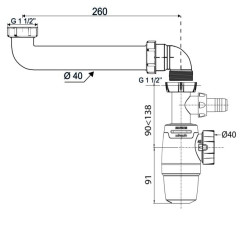 Siphon évier gain de place WIRQUIN