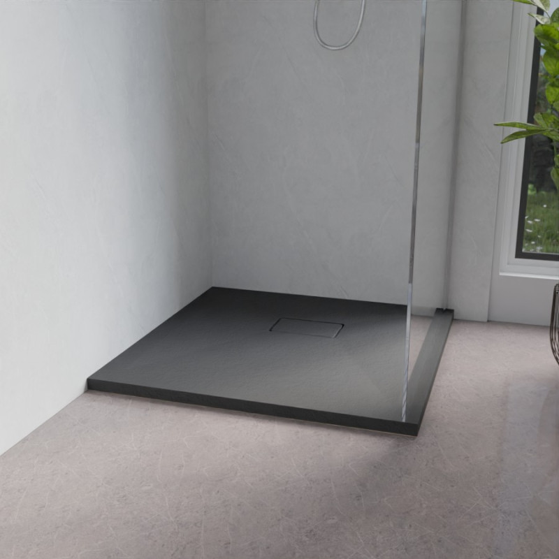 Receveur de douche 80x80 cm extra plat à poser ou à encastrer gris anthracite - SAPHIR Receveur de douche 80x80 cm extra plat à poser ou à encastrer gris anthracite - SAPHIR