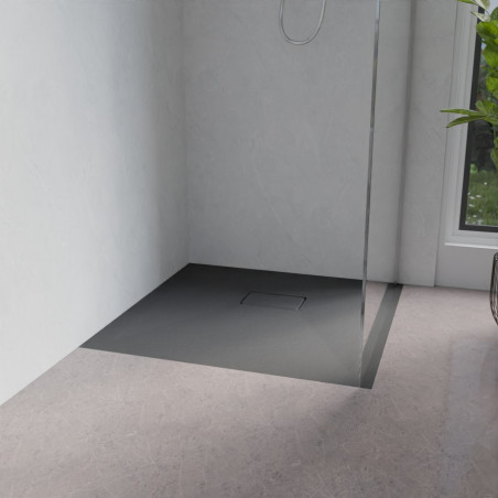 Receveur de douche 80x80 cm extra plat à poser ou à encastrer gris anthracite - SAPHIR