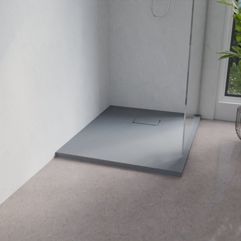 Receveur de douche 100x80 cm extra plat à poser ou à encastrer gris ciment - SAPHIR Receveur de douche 100x80 cm extra plat à poser ou à encastrer gris ciment - SAPHIR