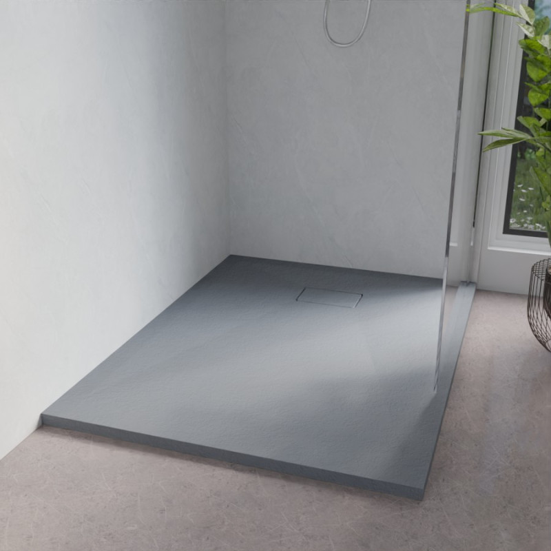 Receveur de douche 120x90 cm extra plat à poser ou à encastrer gris ciment - SAPHIR Receveur de douche 120x90 cm extra plat à poser ou à encastrer gris ciment - SAPHIR