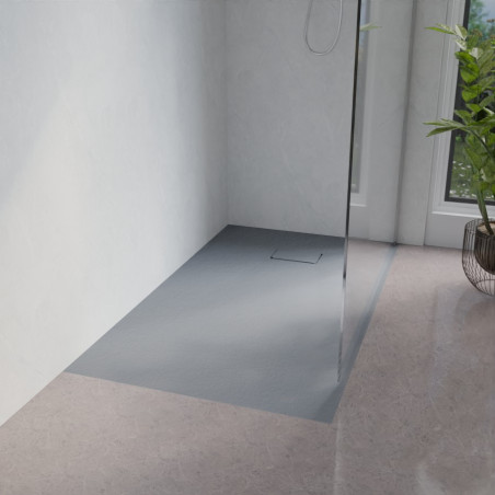 Receveur de douche 140x80 cm extra plat à poser ou à encastrer gris ciment - SAPHIR
