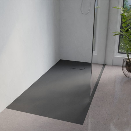 Receveur de douche 160x90 cm extra plat à poser ou à encastrer gris anthracite  - SAPHIR