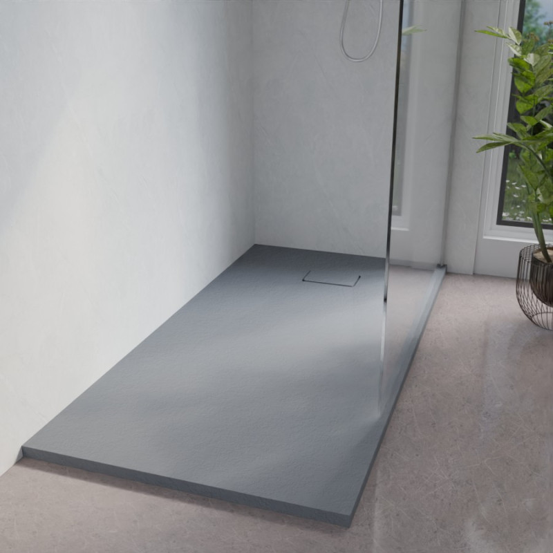 Receveur de douche 160x90 cm extra plat à poser ou à encastrer gris ciment - SAPHIR Receveur de douche 160x90 cm extra plat à poser ou à encastrer gris ciment - SAPHIR