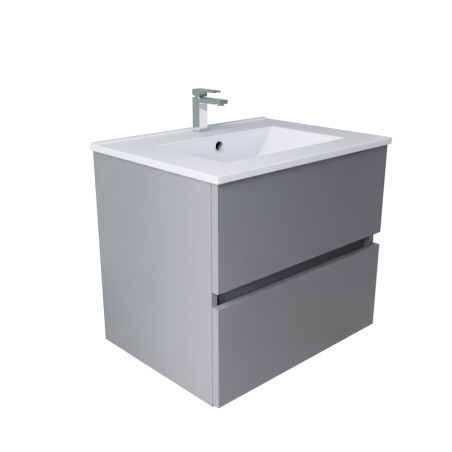 Meuble salle de bain suspendu tout inox 60 cm ROSINOX - Gris céramique
