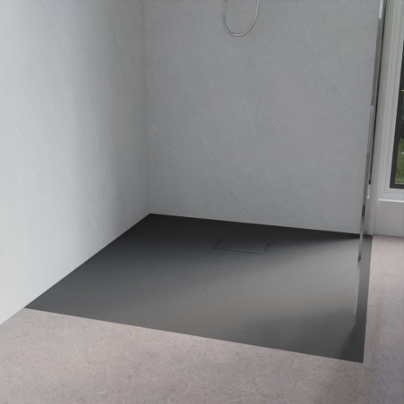 Receveur de douche 100x100 cm extra plat à poser ou à encastrer gris anthracite - SAPHIR