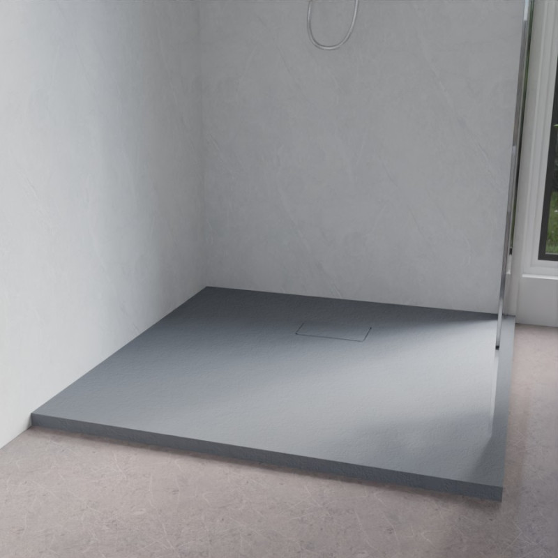 Receveur de douche 100x100 cm extra plat à poser ou à encastrer gris ciment - SAPHIR Receveur de douche 100x100 cm extra plat à poser ou à encastrer gris ciment - SAPHIR