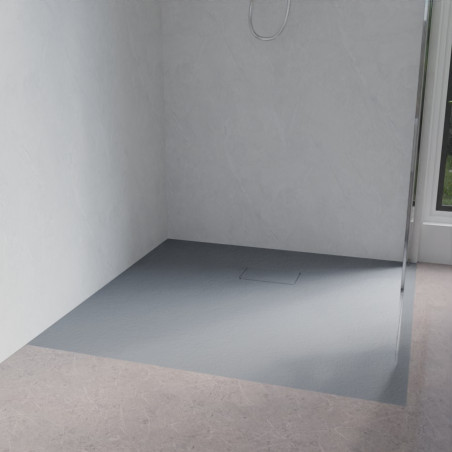 Receveur de douche 100x100 cm extra plat à poser ou à encastrer gris ciment - SAPHIR