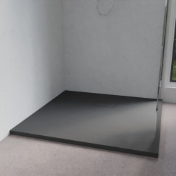 Receveur de douche 100x100 cm extra plat à poser ou à encastrer gris anthracite - SAPHIR