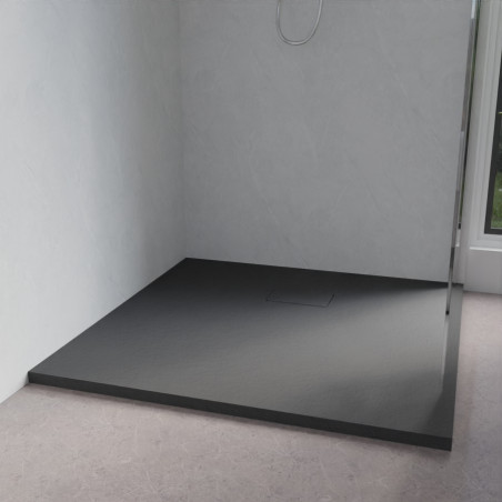 Receveur de douche 100x100 cm extra plat à poser ou à encastrer gris anthracite - SAPHIR