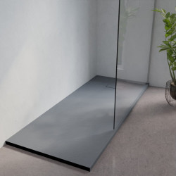 Receveur de douche 170x70 cm extra plat à poser ou à encastrer gris ciment - SAPHIR
