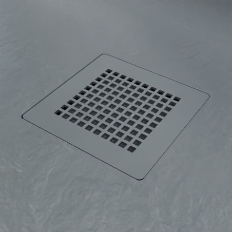 Receveur de douche 170x70 cm extra plat - DIAMANT zoom sur la grille et coloris gris ciment
