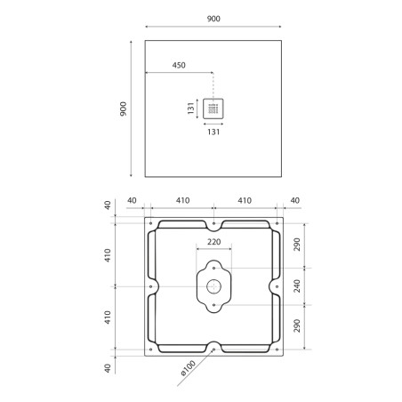 Receveur de douche 90x90 cm extra plat - DIAMANT
