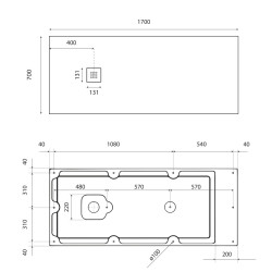 Receveur de douche 170x70 cm extra plat - DIAMANT