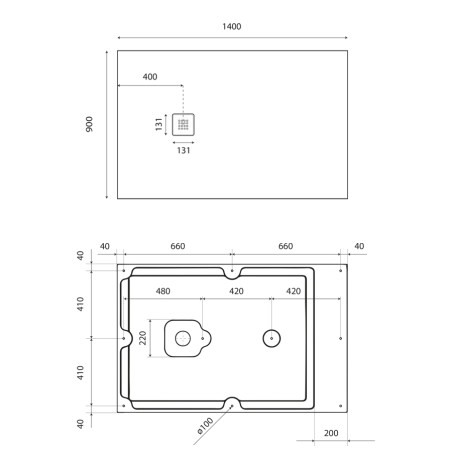 Receveur de douche 140x90 cm extra plat - DIAMANT