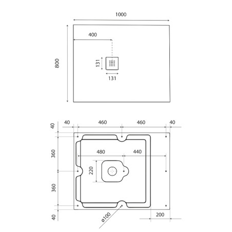 Receveur de douche 100x80 cm extra plat - DIAMANT
