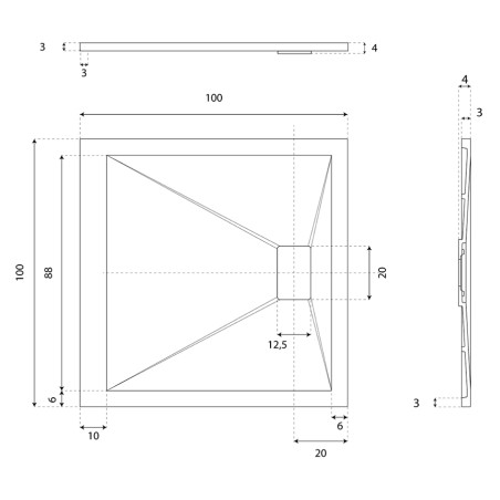 Receveur de douche 100x100 cm extra plat - SAPHIR