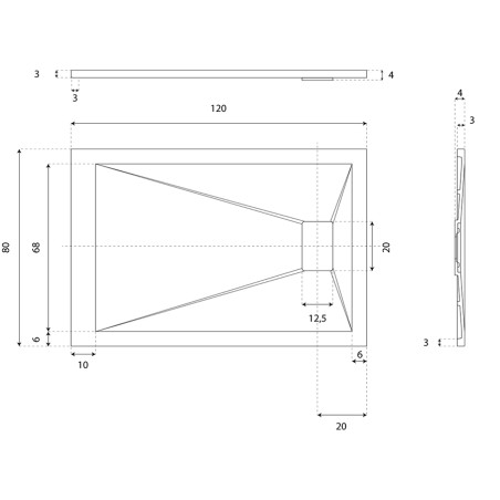 Receveur de douche 120x80 cm extra plat - SAPHIR